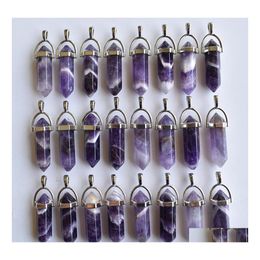 car dvr Charms Fashion Hexagon Natural Stone Stripe Amethysts Pillar Point Charm Pendant For Jewelry Pendants Necklace Making Wholesale Drop Dhpnt