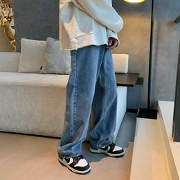 Men's Jeans Solid Colour Korean Style Oversize Men's Jeans Hip Hop Casual Wide Leg Pants For Male Harajuku Denim Trousers Z0301