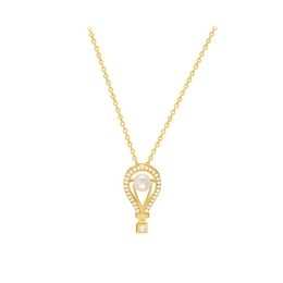 Colares de pingentes jóias de jóias de moda Corrente de ouro Crystal Pearl Air Balloon Colar Charking para mulheres