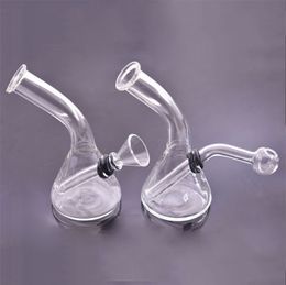 Wholesale Mini Thick Clear Triangle Glass tobacco Water Bongs Small Beaker Travel Recycler oil burner Bong for Smoking