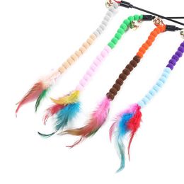 Cat Toys Legendog 1pc Teasing Wand Toy Interactive Fake Feather Decor Teaser With Bell Pet Supplies Accessories