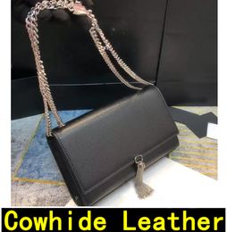 messenger bag Top quality Cowhide caviar leather luxury handbags Gold Silver chain with lock pendant Genuine Leather Handbag With metal tassels Shoulder Bags