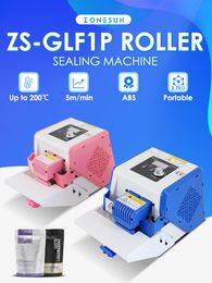 ZONESUN Portable Bag Sealer Roller Sealing Machine Aluminum Foil Composite Plastic Film PE Coated Paper Food Packaging ZS-GLF1P