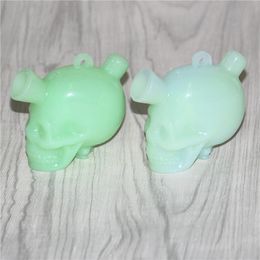 Hookahs glow in the dark skull silicone blunt bubbler protable martian mini cigarette filter pipe for rolling paper DHL