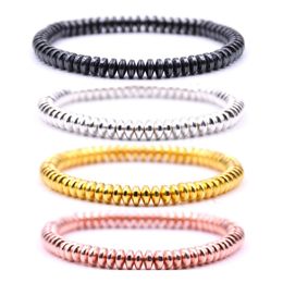 car dvr Beaded Strands Wholesale Simple Design 10Pc/Set Women Sier Hemaite 6Mm Disc Beads Bracelet For Relationship Drop Delivery Jewellery Br Dhahv