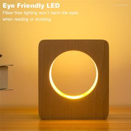 Table Lamps Creative Solid Wood LED Lamp USB Charging Dimmable Bedside Night Light Home Lighting Fixture