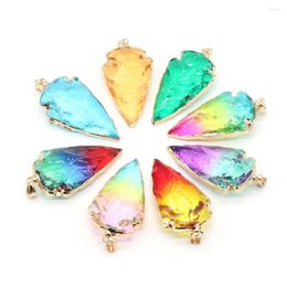 Pendant Necklaces Natural Triangle Crystal Colourful Quartzs Raw Charms For Women Jewellery Making DIY Earrings Necklace 26x50mm