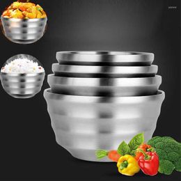 Bowls Stainless Steel Bowl Rice Heat-resistant Ware Solid Cuenco Tableware Nontoxic Silver Double-deck Container Soup