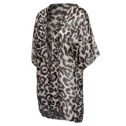 Sarongs Women Bikini Leopard Print Cover Casual Blouse Tops Cardigan Capes Open Front Kimono Lightweight A#45