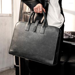 Briefcases LBSGE Fashion Men's High Quality Pu Leather Commuting Business Payment File Laptop Single Shoulder Bag Carrying Briefcase