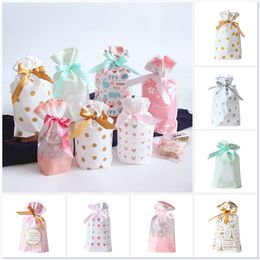 Gift Wrap 50Pcs Drawstring Gift Bags Wrapping Bags Cookie Candy Party Bag Plastic Bags for Packing Wedding Birthday Party Favor Gift Pouch 230301