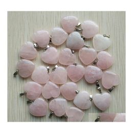 car dvr Charms 20Mm Rose Quartz Heart Natural Stone Pendants For Necklace Jewelry Making Drop Delivery Findings Components Dhwhy