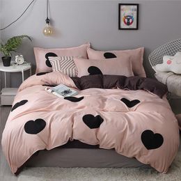 Bedding sets 62 women girl pink Dot heart Printing Bed linens cute Sets bed duvet cover set kid quilt sheets 230228