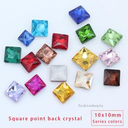 Beads Other 8/10/12mm 24-color Square Pointed Back Glass Stone Crystal Rhinestone Diamante Jewellery Design Gem Diy Craft Clothing