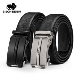 Belts BISONDENIM Men Luxury Brand Genuine Leather Automatic Belt High Quality Designer Belts Business Trousers Male Belt N71512 Z0228