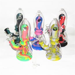 Eye Hookahs Silicone Pipe Water Bong With 4mm thick quartz banger For Smoking FDA Silicon Dab Rigs Unbreakable Oil Rig Bongs