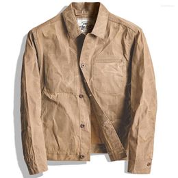 Men's Jackets Designer Vintage Mans Japanese Oil Wax Coat Plus Size XXXL European Madden Canvas Jacket For Men Outdoor Military Streetwear