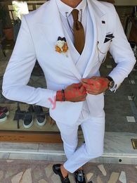 Custom-made Groom Tuxedos One Button Men Suits Peak Lapel Groomsmen Wedding/Prom/Dinner Man Blazer Jacket Pants Tie Vest m368