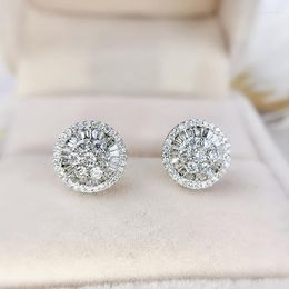 Stud Earrings Silver Color For Women Luxury Pave Micro Setting Zircon Banquet Wedding Engagement Jewelry