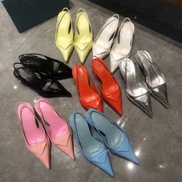 Designer Brand Pointed Sandals Luxury Ladies High Heels Pumps Patent Leather Flats Inverted Triangle Sandals Fashion Dress Shoes Work Shoes