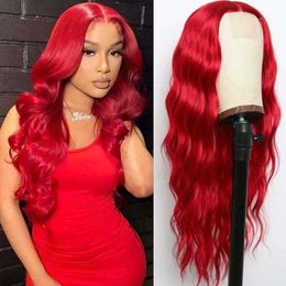Little lace wig red big wave long curly wig female chemical Fibre headwear wigs 230301