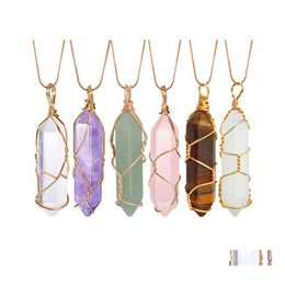 car dvr Pendant Necklaces Natural Quartz Crystal Handmade Wire Wrapped Healing Chakra Reiki Charm Bk For Jewellery Making Drop Delivery Pendant Dhrao