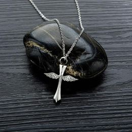 Pendant Necklaces Cremation Urn Jewellery Cross Wing Ashes Necklace In Stainless Steel Angel