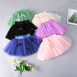 Skirts Girls Skirt Spring New Westernised Girls Bow Cake Summer Versatile Children's Short Tutu Skirts Children Clothing Girls T230301