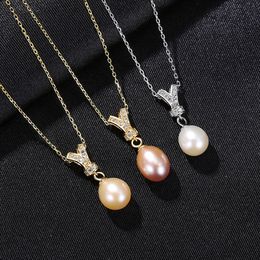 European Shiny Zircon Crown Pearl s925 Silver Pendant Necklace Accessories Sexy Charming Women Exquisite Luxury Necklace Jewellery