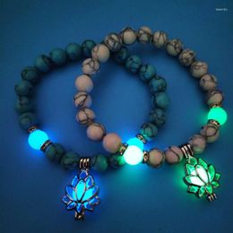 Charm Bracelets Bracelet Yoga Healing Luminous Glow In The Dark Lotus Beads For Men Women Prayer Buddhism