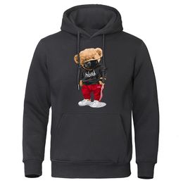 Men's Hoodies Sweatshirts Casual Fleece Sports Mask Bear Print Hoodie Pullovers male Comfortable Warm Autumn Loose Oversized Clothing men Hip Hop Hoody 230301