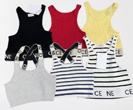 women's tops tees tanks camis CE brand sports leisure bottoming vest CropTop Embroidery Sexy Off Shoulder Tank Top Casual Sleeveless Backless Top Shirts