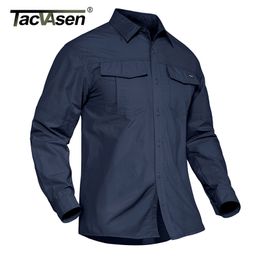 Men's Casual Shirts TACVASEN Summer Tactical Military Shirts Men Lightweight Quick Dry Cargo Work Shirts Long Sleeve Combat Army Shirts Fishing Tops 230301