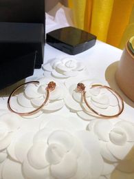 Luxury C brand designer hoop huggie earrings stud sweet rose flower big circle earring earings ear rings with diamond wedding jewelry