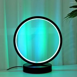 Table Lamps LED Colorful Circular Lamp Dimmable Room Bedside Bedroom Office Party Lighting Decor Creative Gifts