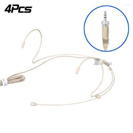 Microphones 4Pcs 3.5mm Jack Stereo Screw Locking Headworn Headset Condenser Microphone For Wireless Bodypack Transmitter EM 100 300 G1 G2 G3