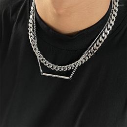 Chains Tide Brand Double-Layer Necklace Niche Hip-Hop Advanced Clavicle Chain Cuban Thick Men's And Women's Titanium Steel Jewelry