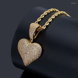 Chains Party Gift Men Hip Hop Bling Out Rapper Jewellery Micro Paved CZ Stone Lucky Poker Pendants Heart Necklaces