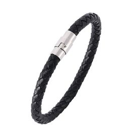 Stainless Steel Braided Leather Magnet Clasp Bracelet for Men Women Leather Wrist Band Cuff Bangle Bracelet Clasp 6.45-8.07 inches