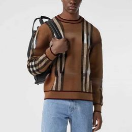 Winter hoodie wool sweater men women jacquard sweaters designer sweatshirt round-neck pullover coat Khaki stripe long-sleeved t shirt