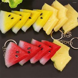 Keychains 1PC PVC Simulation Fruits Watermelon Keychain For Women Girls Pineapple Petal Keyring Car Key Chains Fashion Jewelry Accessories