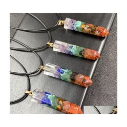 car dvr Pendant Necklaces Hexagonal Prisms Seven Chakra Pendums Natural Stones Necklace Amet Reiki Healing Crystal Meditation For Men Women Dhgwn