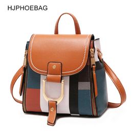 Hjphoebag Fashion Women Pu Leather Backpacks Female School Bags for Teenager Girls Travel Shoulder Mochila Yc255 230223