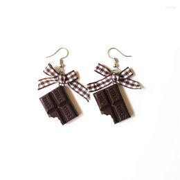 Dangle Earrings TC1 Fashion Geometric Bowknot Cloth Funny Cute Chocolate Resin Long Women Jewellery Earring