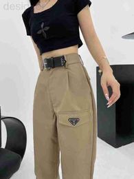 Women's Pants Capris designer 23 spring and summer new style casual fashion cool belt design straight tube thin overalls pants VXJI