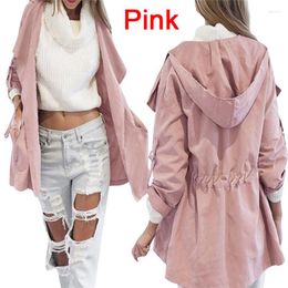 Women's Jackets Fashion Women Jacket Coat Long Sleeve Hooded Ladies Casual Elastic Waist Pocket Kimono Female Loose Outwear