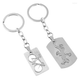 Keychains Fashion Lizard Bike Stainless Steel Car Keyrings For Men Women Metal Bicycle Gecko Pendant Keychain Casual Bag Accessories Gift