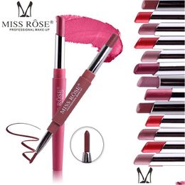 Lipstick Miss Rose Woman Lip Liner Pencil Waterproof Matte Veet Easy To Wear Matic Rotation Mtifunction Double Lips Makeup Drop Deli Dh0Ny