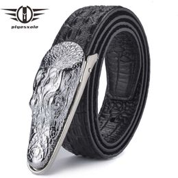 Belts Plyesxale Leather Belt Men 2018 Luxury Crocodile Belts Men Gold Silver Bronze Metal Buckle High Quality Brand Designer Belts B8 Z0228