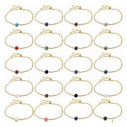car dvr Link Chain Adjustable Healing Crystal Cuff Bracelet Wristbands 8Mm Stone Beads Chakra Gemstone Bangle Anklet Jewellery For Men Women Dhklk